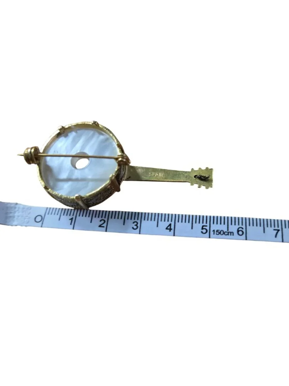 Vintage Mother Of Pearl Ornate Banjo Brooch Made In Spain Unique Music Lovers